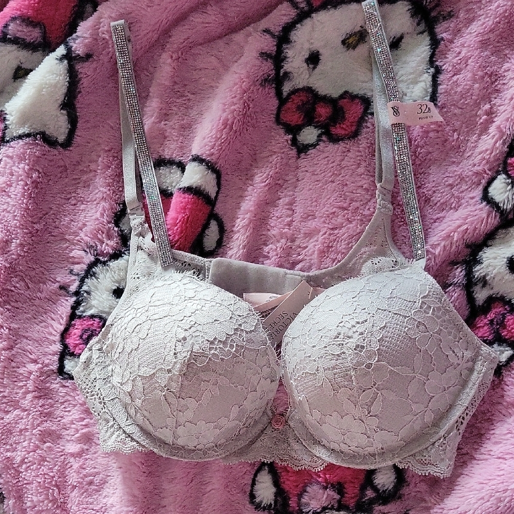 NWT Victorias Secret Light Grey Rhinestone  Bra size 32b